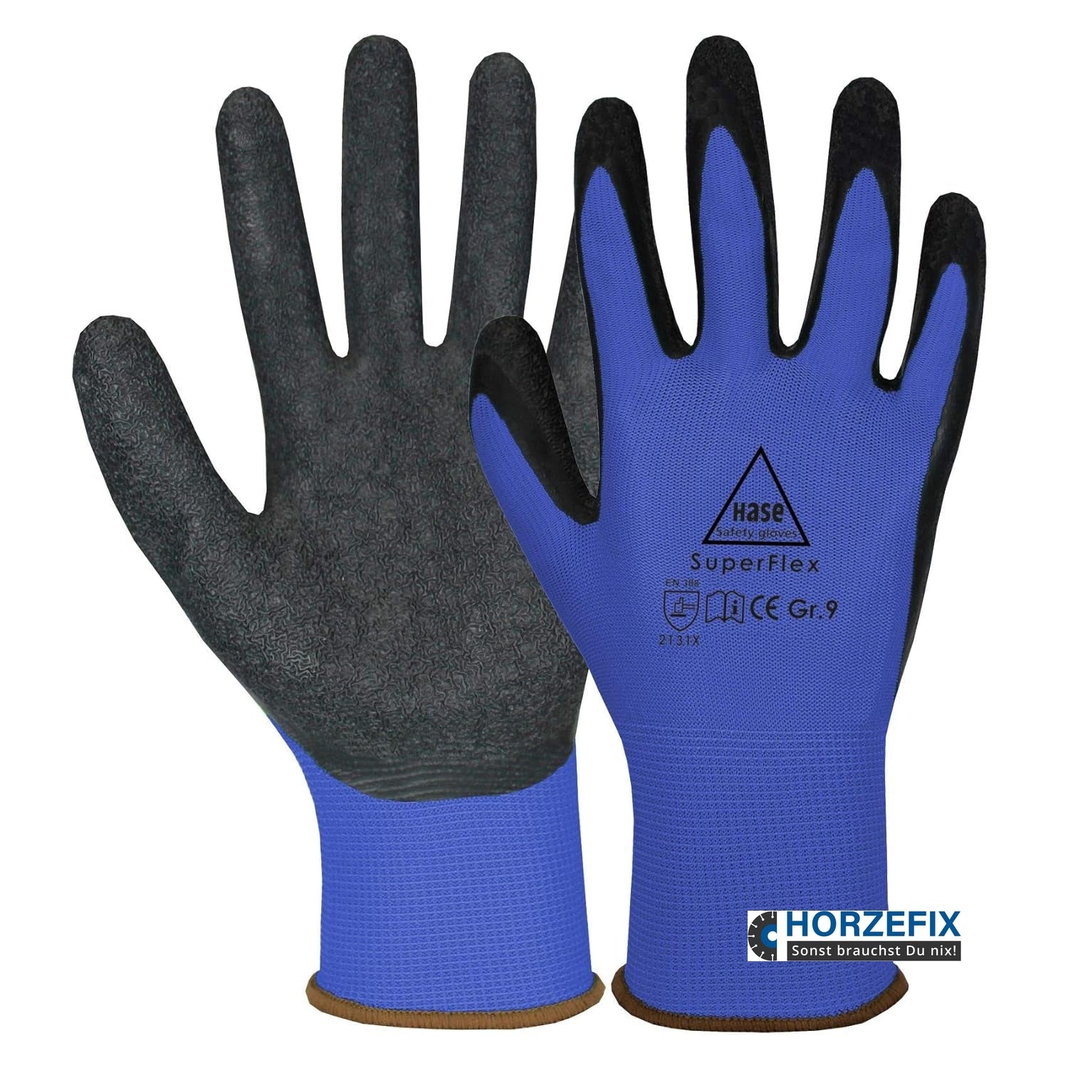 508610B Hase Superflex blue Montagehandschuh Polyester/Latex 10 Paar Gr 6-11 Hase Safety Gloves