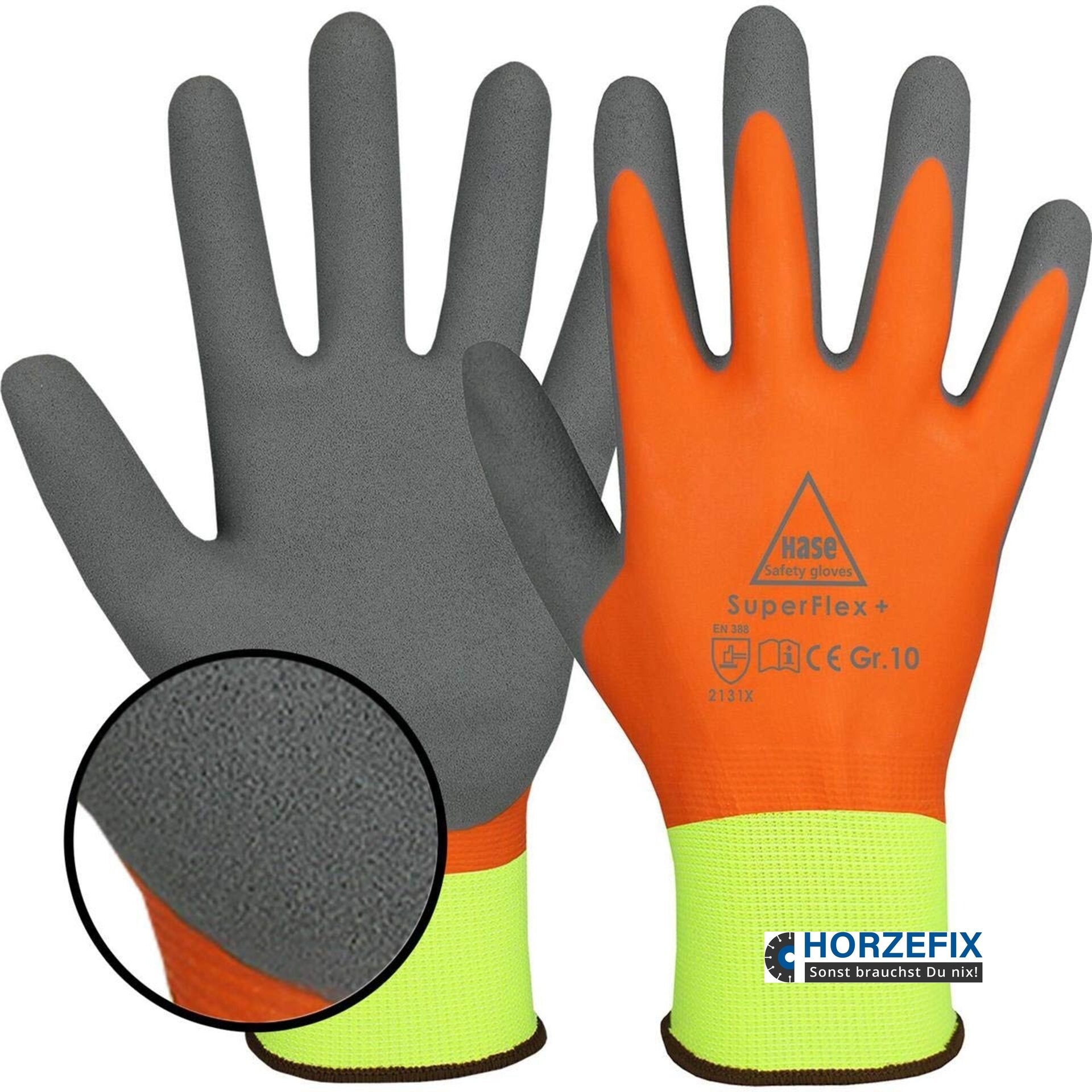 508645 Hase Superflex + Montagehandschuh Latex orange vollbeschichtet 10 Paar Gr 7-11 Hase Safety Gloves