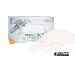 8310 Nitras white wave nitril Einmalhandschuhe puderfrei weiß reißfest 10 Boxen je 100 Stück Gr. XS-XL horzefix