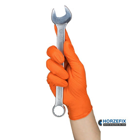 8335 Nitras Tough Grip N 300 Nitril orange Einmalhandschuh puderfrei 1 Box 50 Stück Gr S-2XL horzefix