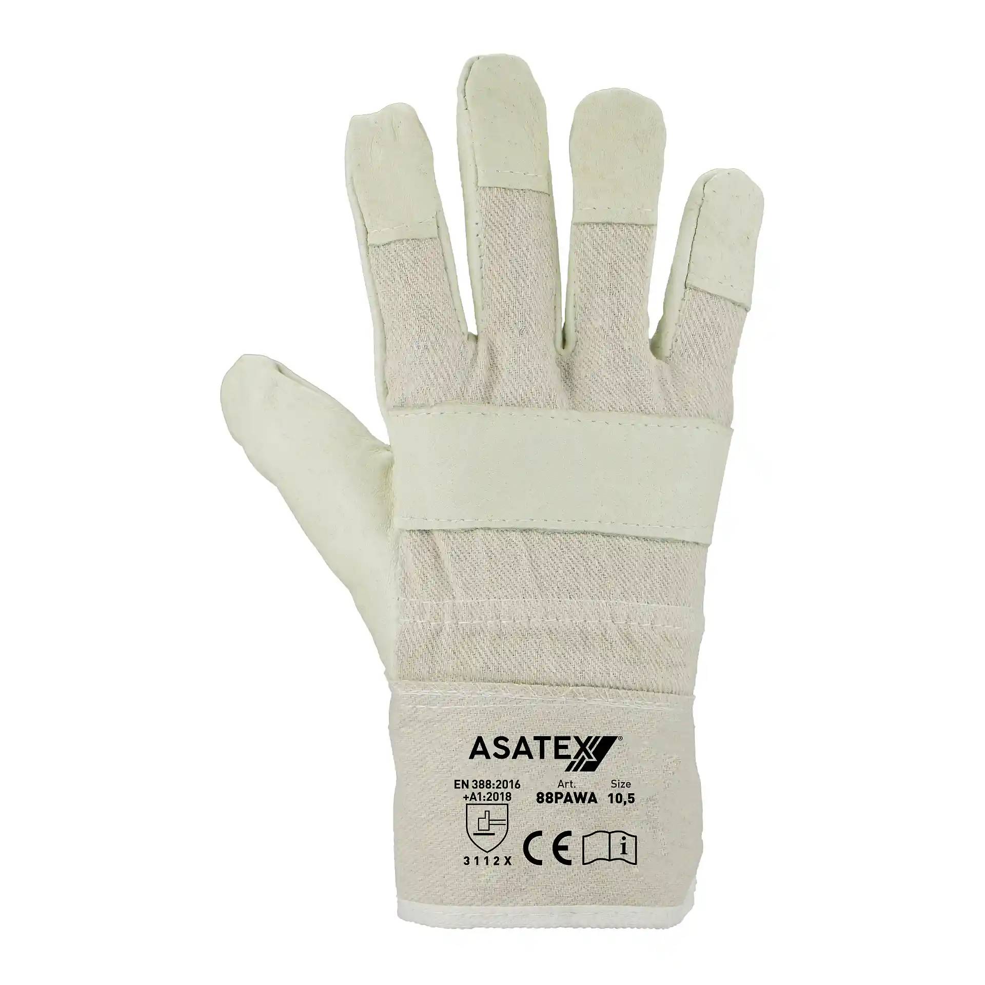 ASATEX 88PAWA Schweinsnarbenleder Arbeitshandschuhe mit Canvas-Stulpe und Innenhandfutter
