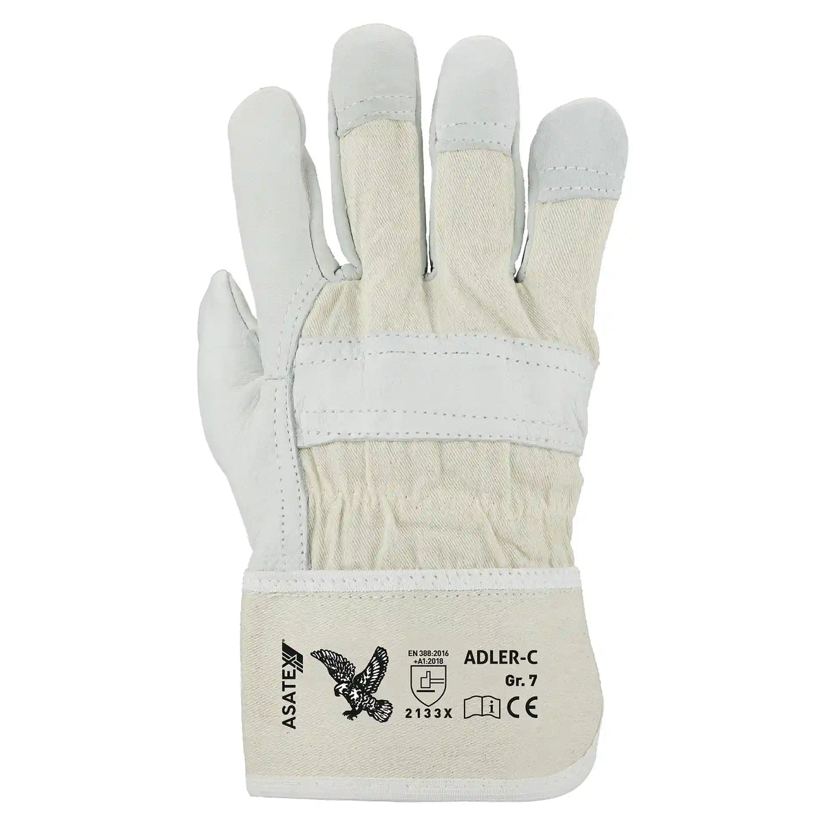 ASATEX ADLER-C7 Robuster Rindnarbenleder Handschuh mit Canvas-Rücken Größe 7