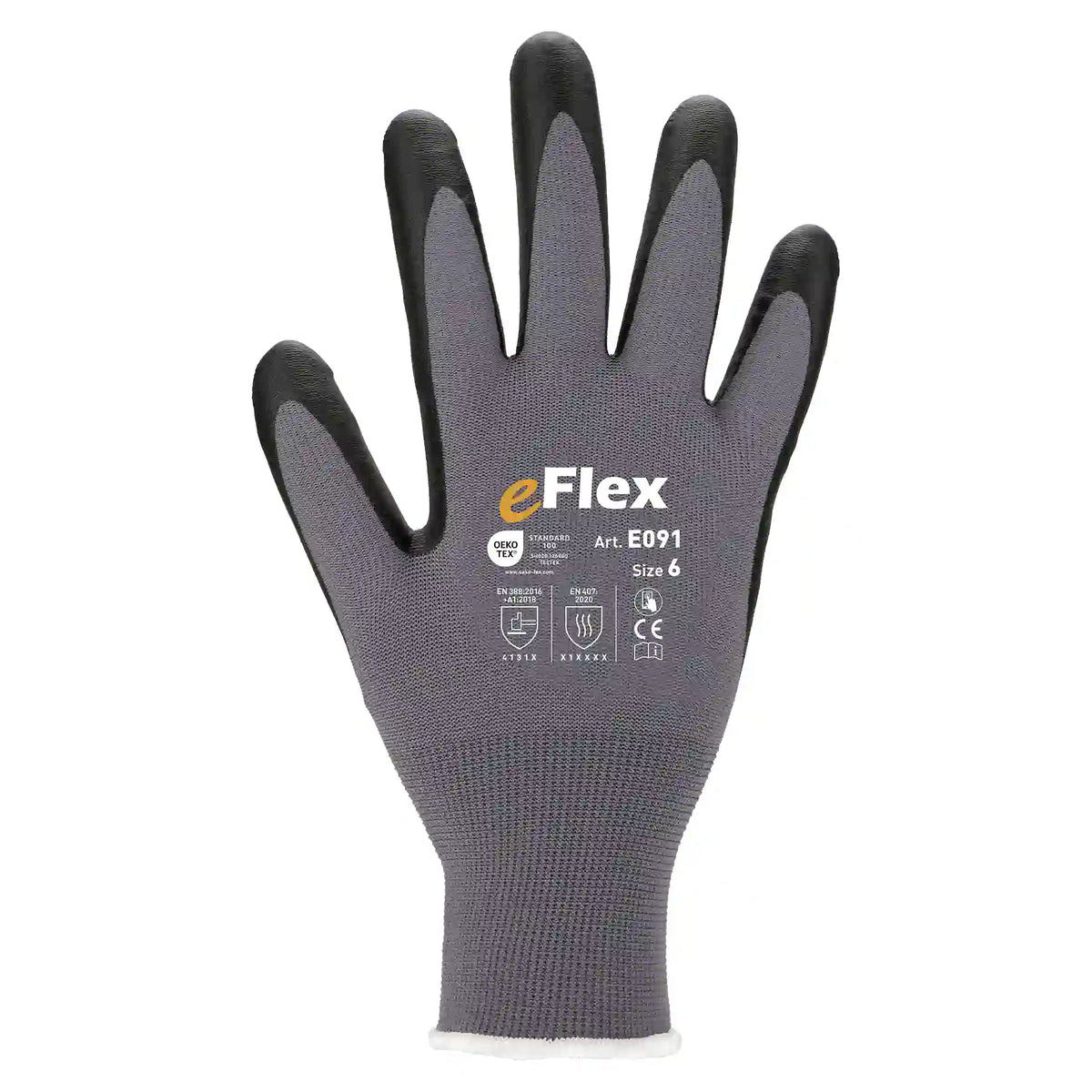 ASATEX Feinstrickhandschuh E091 Nitrilschaum Beschichtung Grau Touch Funktion