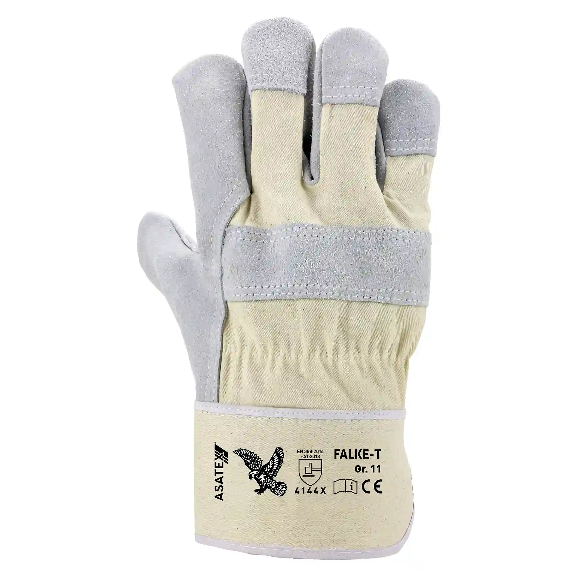 Premium ASATEX FALKE-T Rindspaltleder Arbeitshandschuh Natur Größe 11