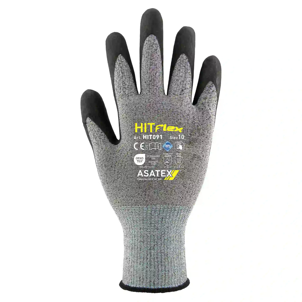 HITflex Feinstrickhandschuh HIT091 Grau Nitrilschaum Beschichtung Touch Funktion Oeko-Tex