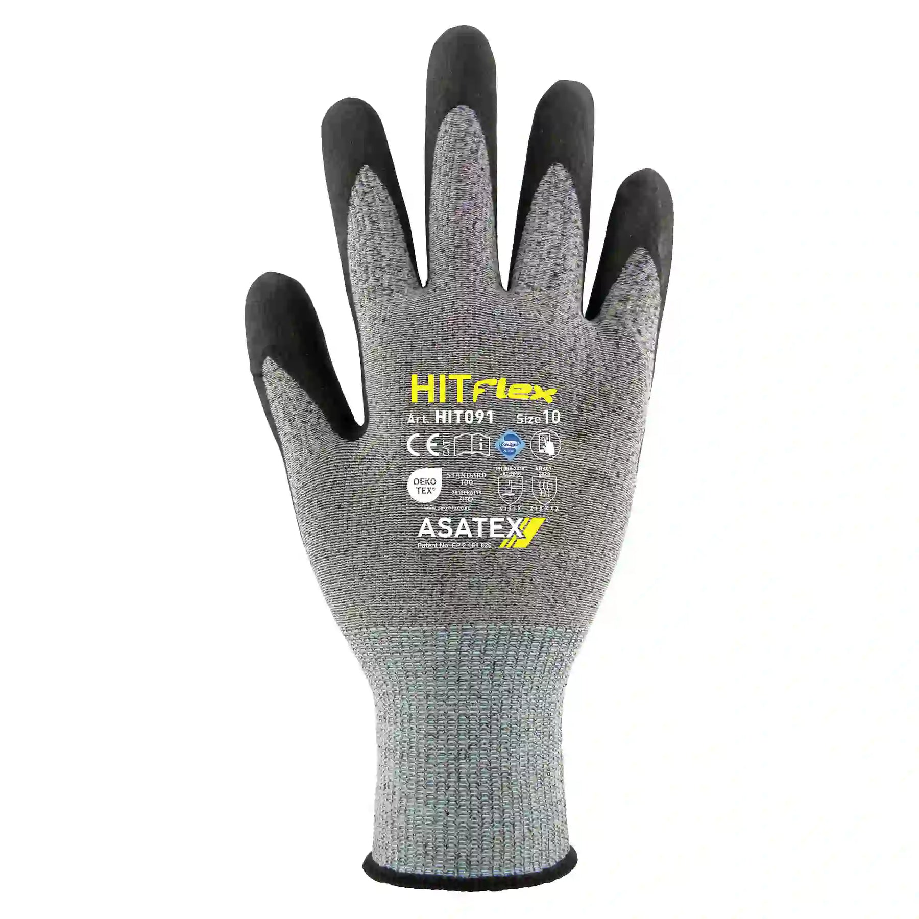 HITflex Feinstrickhandschuh HIT091 Grau Nitrilschaum Beschichtung Touch Funktion Oeko-Tex