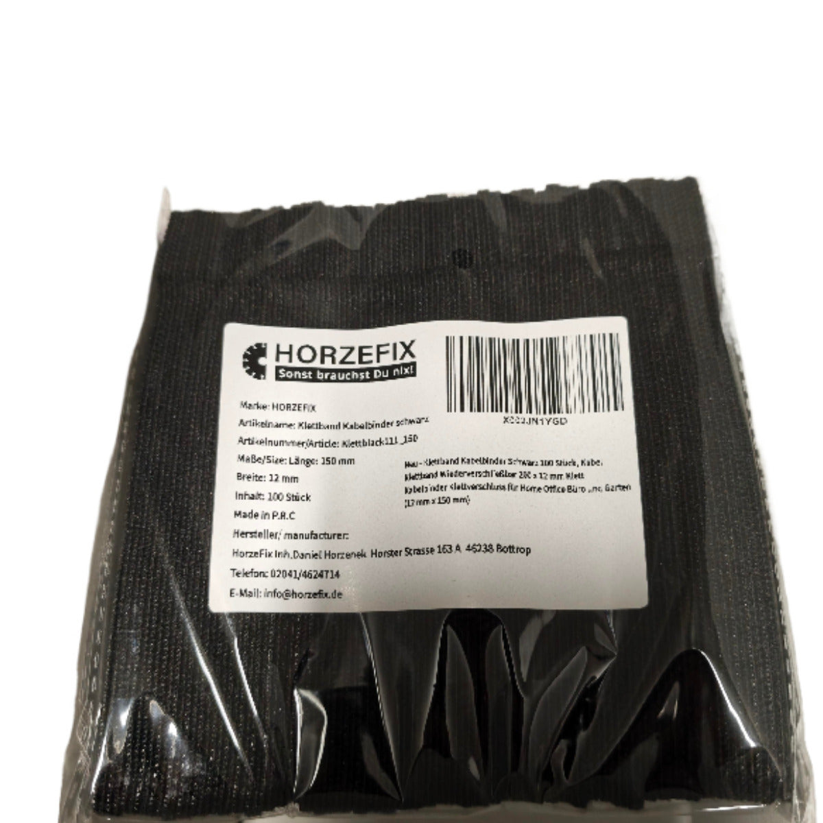 HorzeFix Klett-Kabelbinder 12mm Schwarz [100er Pack] – Wiederverwendbar