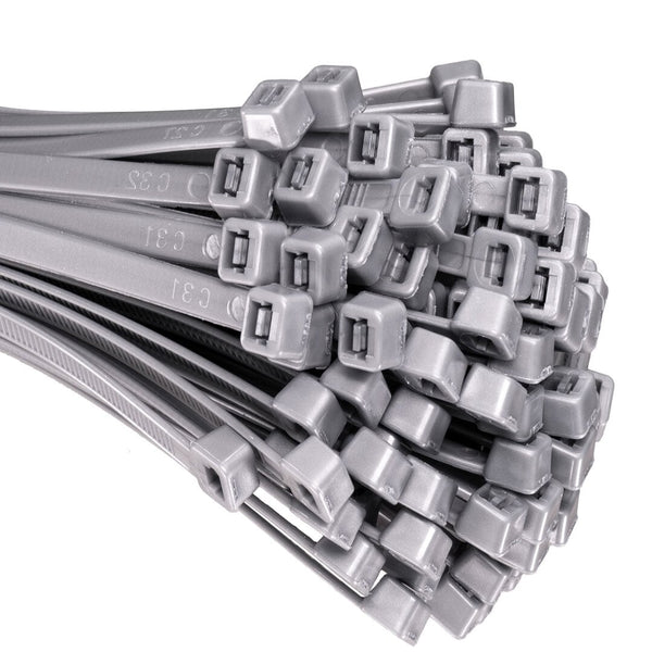 HORZEFIX Kabelbinder 100 Stück – Grau, UV-beständig, Polyamid 6.6, Größen 2, 5–7,6 Mm – Für