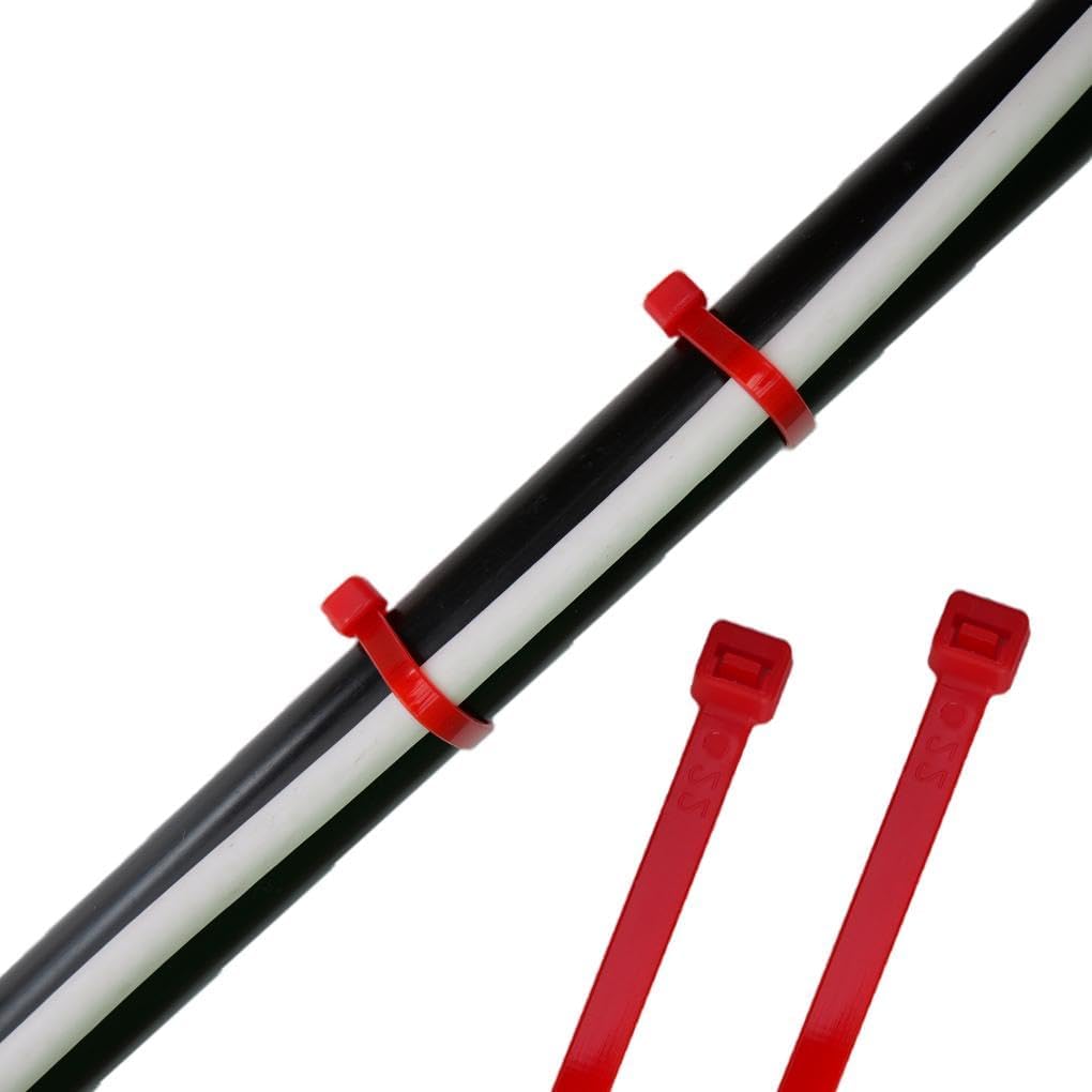 HorzeFix Kabelbinder 100 Stück rot lang uv beständig Universalbinder 2,5/3,6/4,8/7,6 breit horzefix