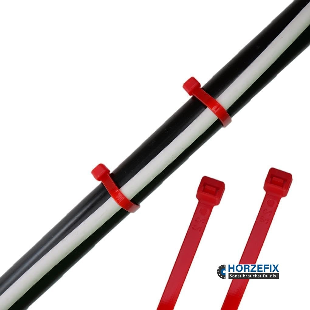 HorzeFix Kabelbinder 100 Stück rot lang uv beständig Universalbinder 2,5/3,6/4,8/7,6 breit horzefix