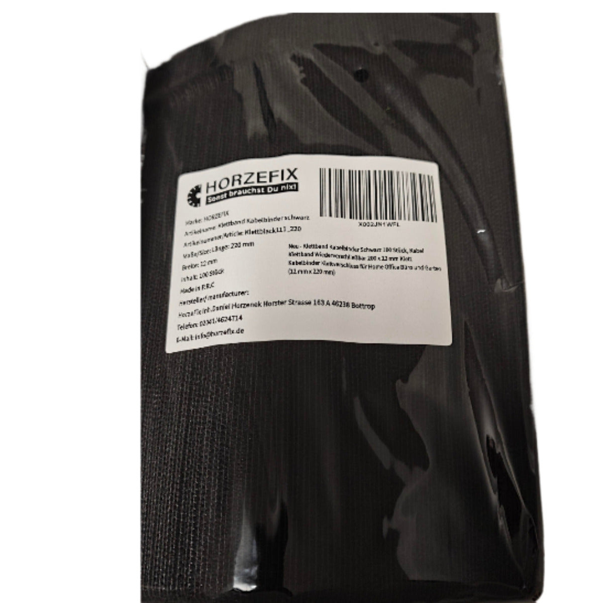 HorzeFix Klett-Kabelbinder 12mm Schwarz [100er Pack] – Wiederverwendbar