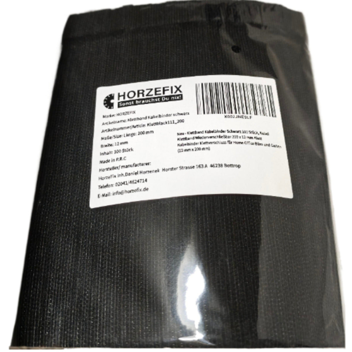 HorzeFix Klett-Kabelbinder 12mm Schwarz [100er Pack] – Wiederverwendbar