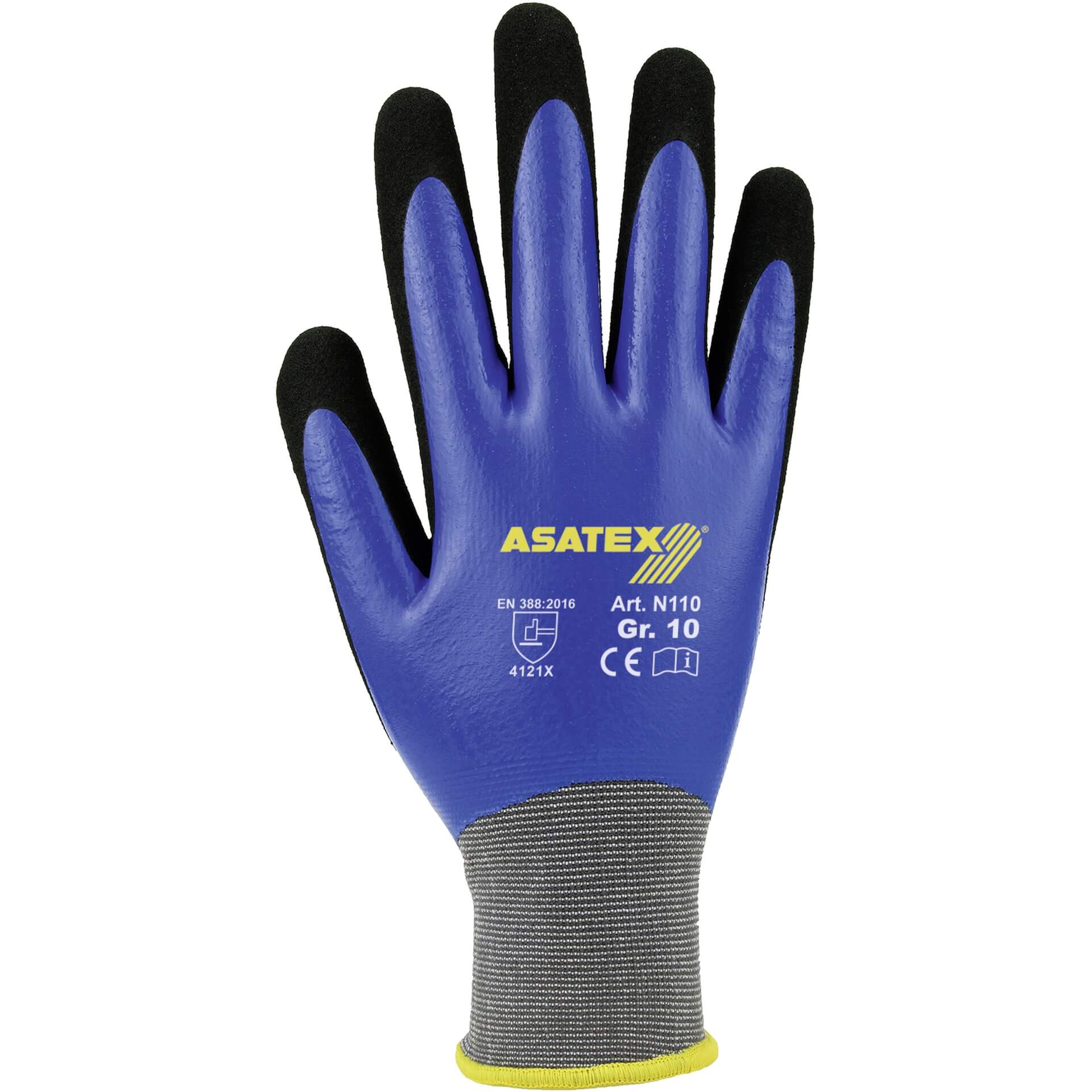 ASATEX Feinstrickhandschuh N110 gesandet Nitril blau für öligen Grip