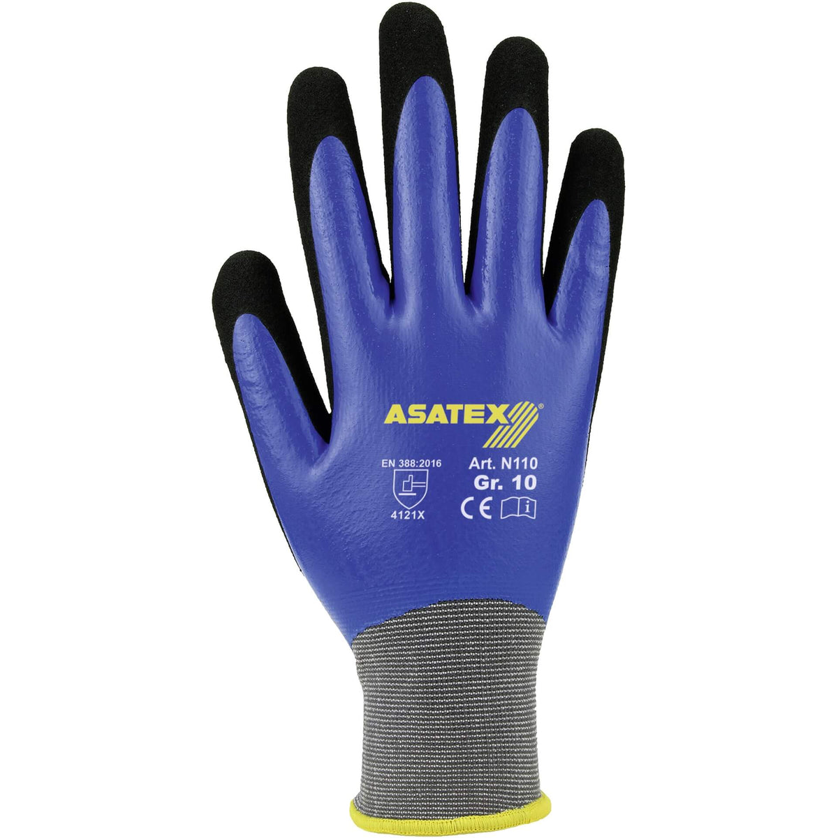 ASATEX Feinstrickhandschuh N110 gesandet Nitril blau für öligen Grip