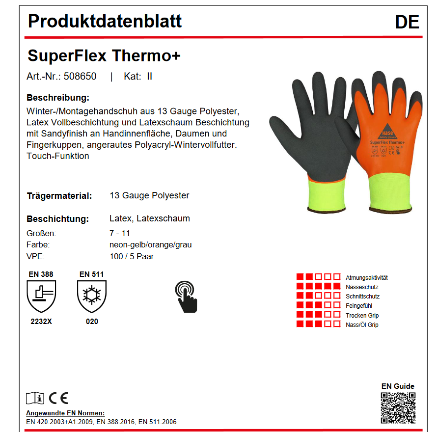 SuperFlex Thermo+ Winter-Montagehandschuhe mit Touch-Funktion, Kälteschutz und sicherem Latex-Grip