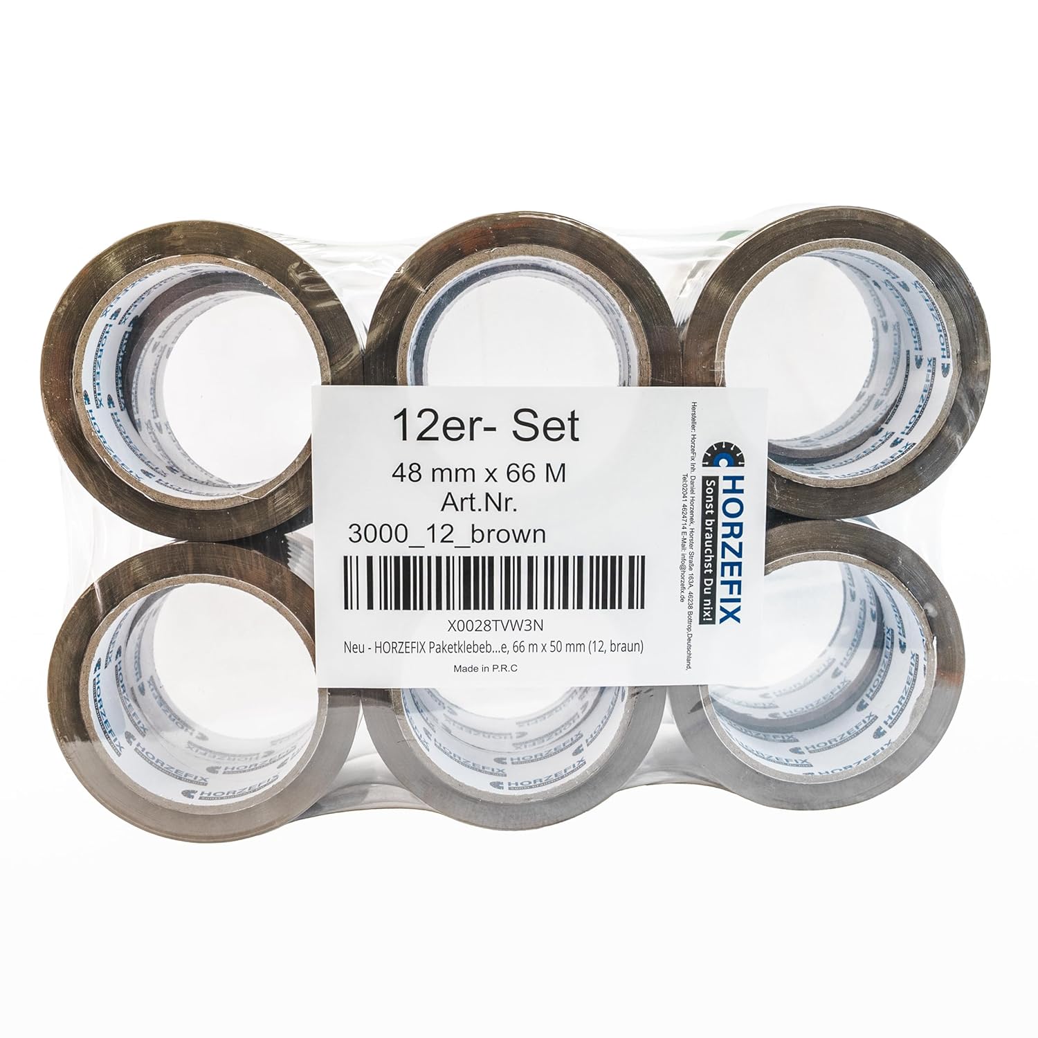 HORZEFIX Paketklebeband braun 48 mm x 66 m, 48 Mikron, extra stark, universell für Versand & Umzug