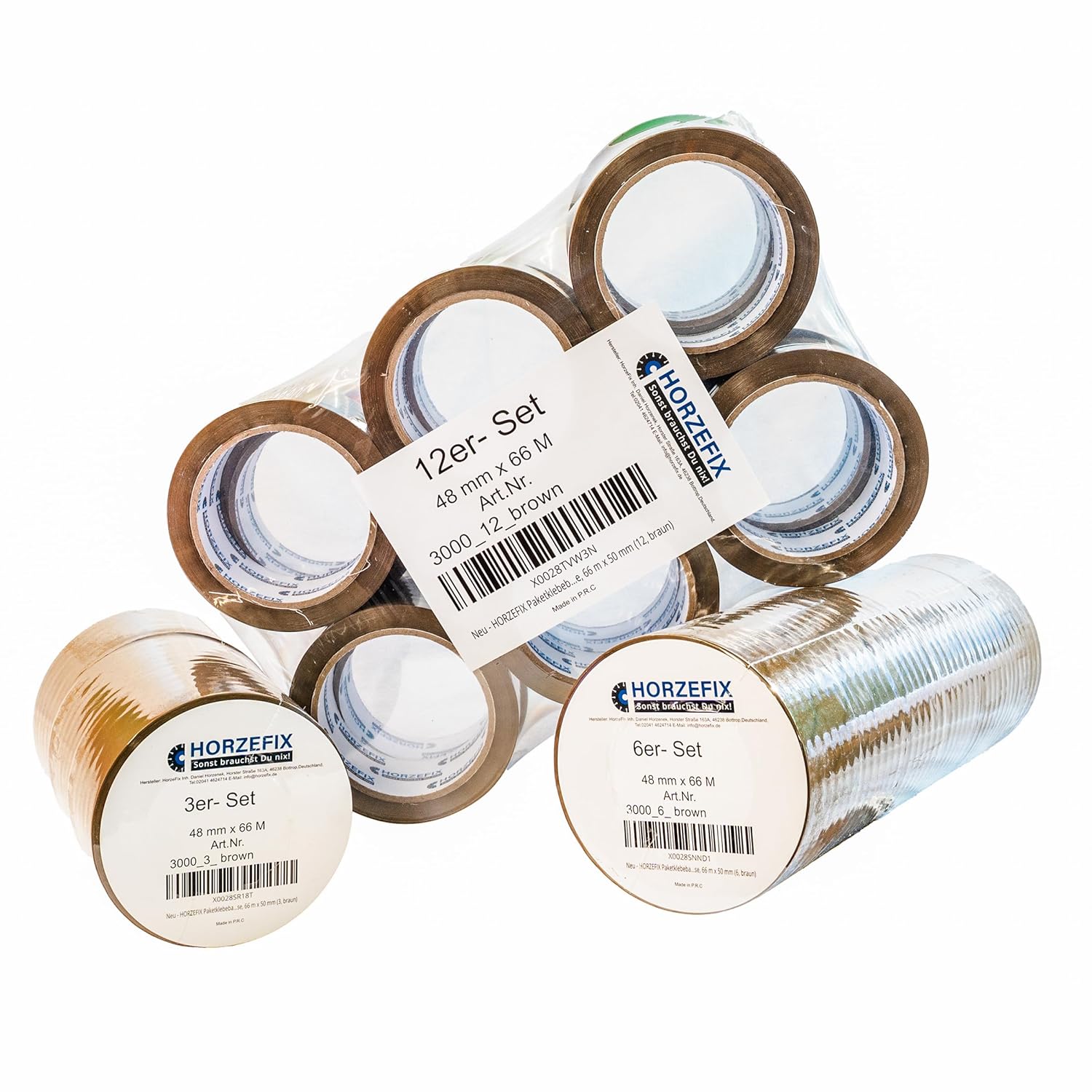 HORZEFIX Paketklebeband braun 48 mm x 66 m, 48 Mikron, extra stark, universell für Versand & Umzug