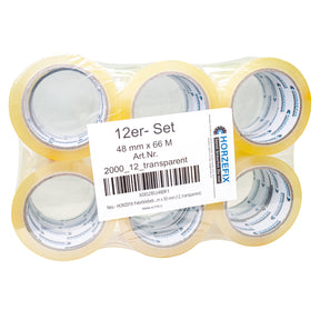 HORZEFIX Paketklebeband transparent 48 mm x 66 m, 48 Mikron, extra stark, universell für Versand & Umzug