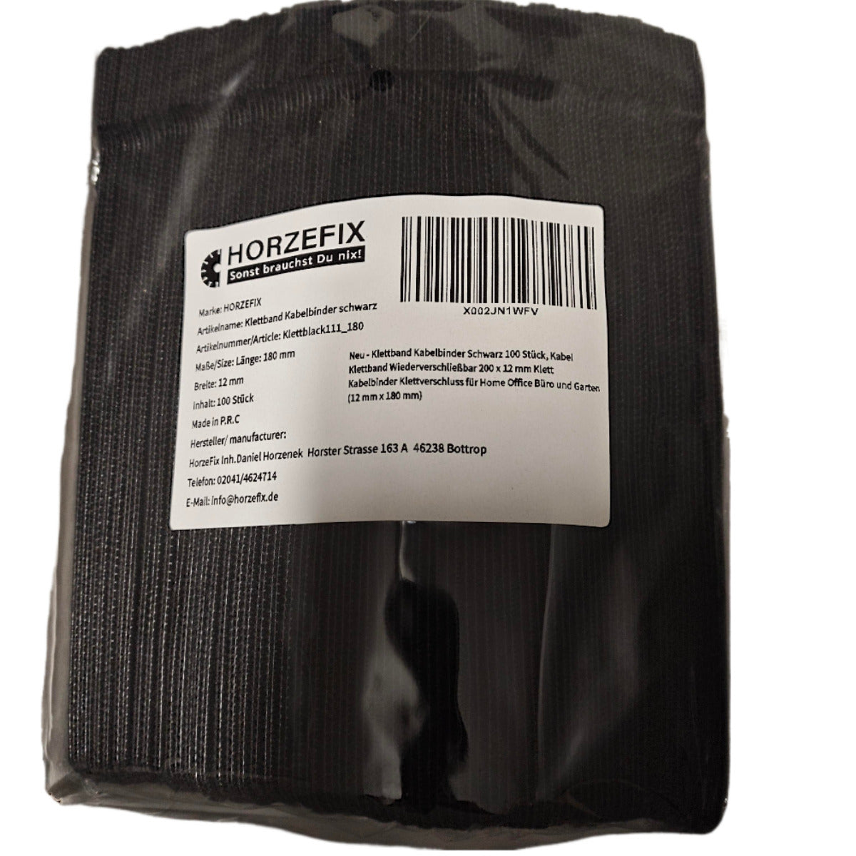 HorzeFix Klett-Kabelbinder 12mm Schwarz [100er Pack] – Wiederverwendbar