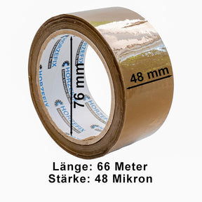 HORZEFIX Paketklebeband braun 48 mm x 66 m, 48 Mikron, extra stark, universell für Versand & Umzug