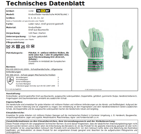 texxor 1158 Montblanc I Rindvollleder Arbeitshandschuh 12 Paar grün-rot Gr 8-12