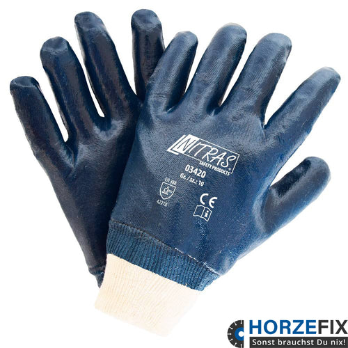 03420 Nitras Baumwoll-Jersey Handschuh mit Nitril-Vollbeschichtung  12 Paar Gr 8-11