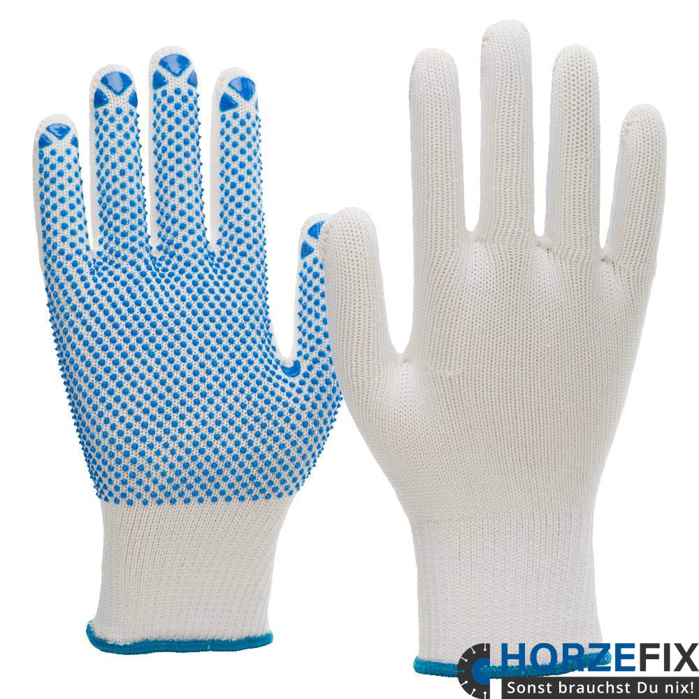 Nitras Strickhandschuh Baumwolle blau mit PVC-Noppen auf Innenhand nach EN 388 Gr. 6-11