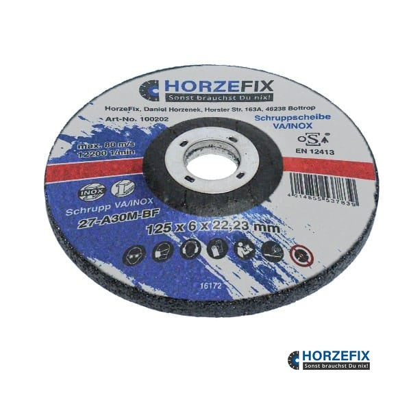 HorzeFix Schruppscheibe 10 Stück Metall VA/INOX 125 x 6,0 mm x 22,23 für die Flex horzefix