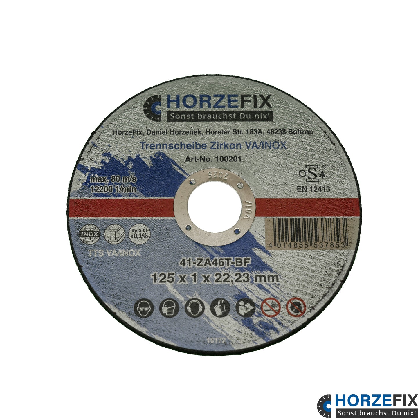 HorzeFix Trennscheibe 125 Metall 1mm dünn für die Flex VA/INOX 125 x 1,0 mm x 22,23 Zirkonkorund horzefix