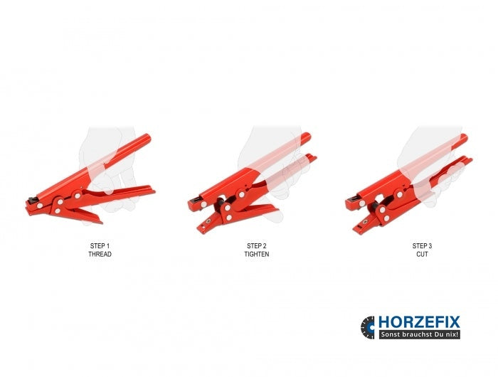 Kabelbinder Spannzange rot für Kabelbinder bis 9mm Kabelbinderbreite horzefix